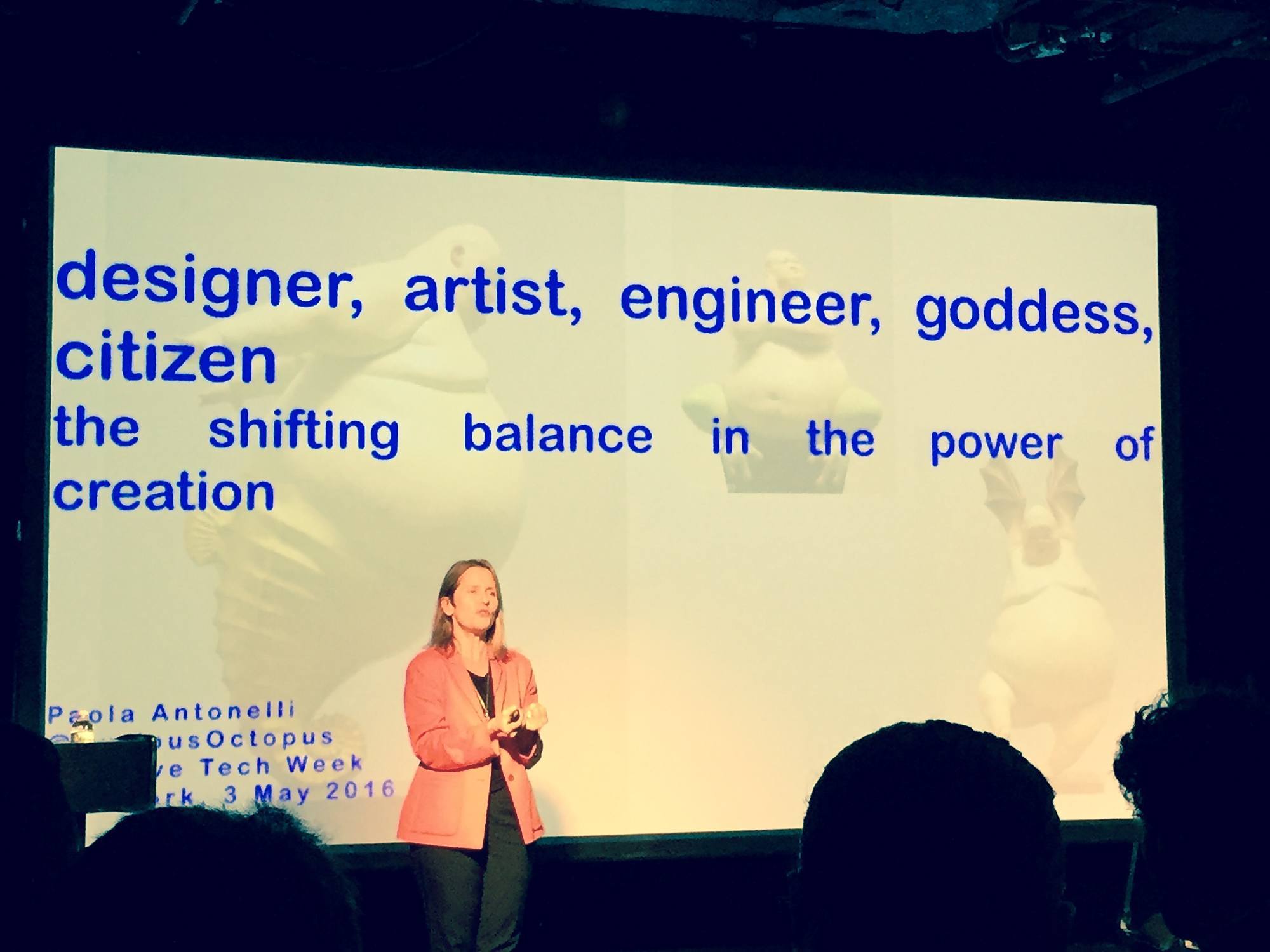 Paola Antonelli of MoMA speaking at Creative Tech Week in New York. We, too, think of her as a goddess. (photo Simone Ross)