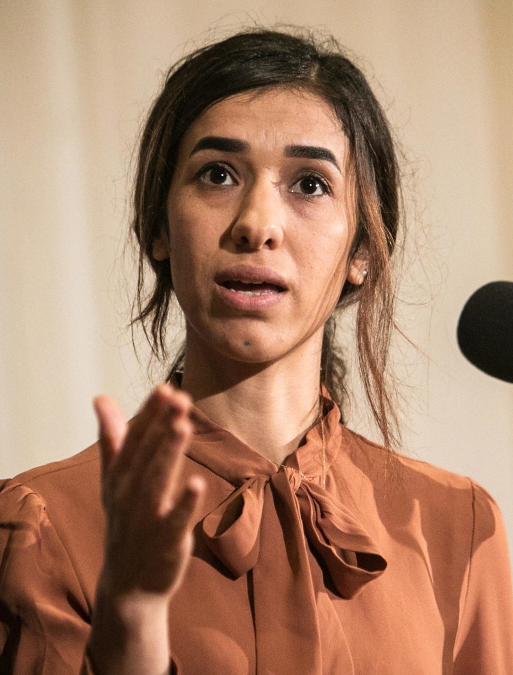 2018 Nobel Peace Prize Winner Nadia Murad Holds News Conference In Washington DC