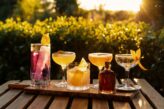 Selection,Of,Five,Gourmet,Cocktails,In,Different,Fancy,Glasses,With