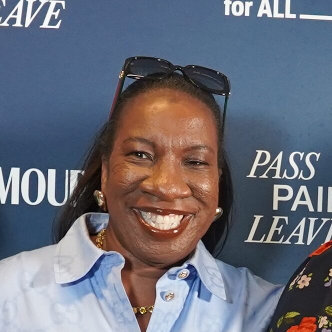 Tarana Burke (activist) at July event hosted by Paid Leave For All and Glamour Magazine