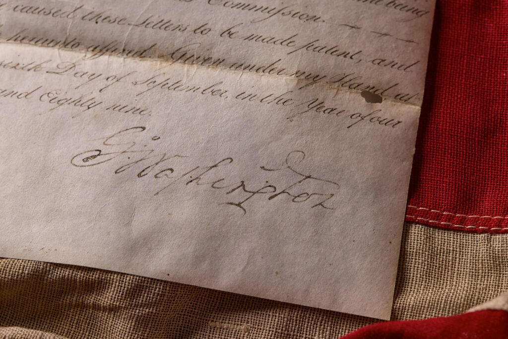 Document Signed by George Washington, close up of autograph